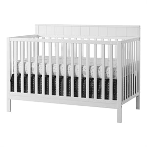 Pemberly Row Wood 4 In 1 Convertible Crib in Snow White Finish