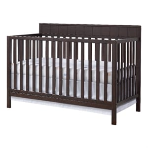 Pemberly Row Wood 4 In 1 Convertible Crib in Espresso Finish