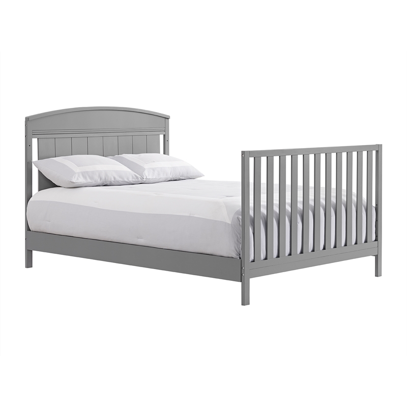 Pemberly Row Contemporary Wood Conversion Kit in Dove Gray Finish
