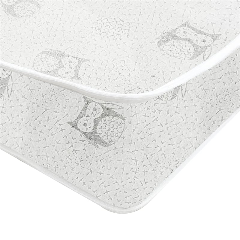 Pemberly Row Fabric 2-Stage Crib and Toddler Mattress in White