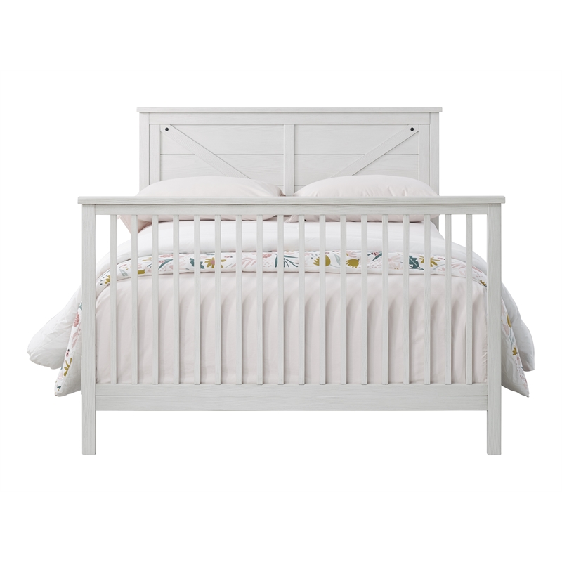 Pemberly Row Farmhouse Wood Conversion Kit in Off White Finish