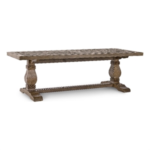 Pemberly Row 94&quot Reclaimed Pine Wood Dining Table in Weathered Brown