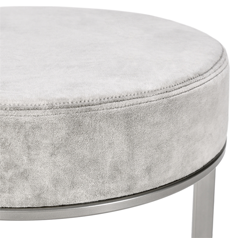 Pemberly Row Cotton Upholstery Counter Stool in Gray and Nickel