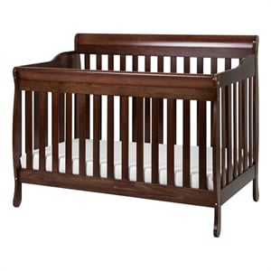 Pemberly Row 4-in-1 Convertible Crib with Toddler Guardrail Espresso