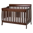 Pemberly Row 4-in-1 Convertible Crib with Toddler Guardrail Espresso