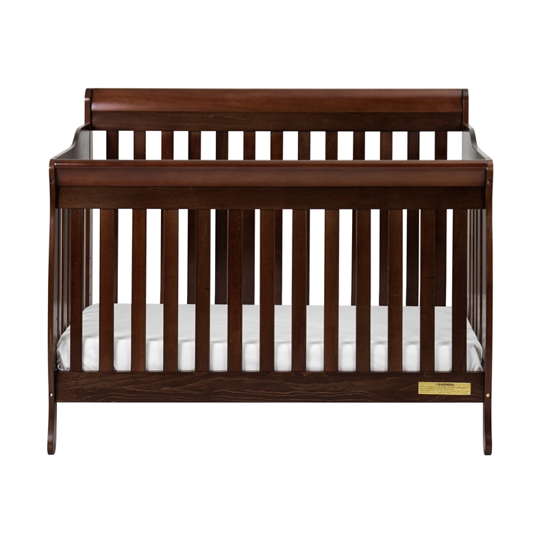 Pemberly Row 4-in-1 Convertible Crib with Toddler Guardrail Espresso