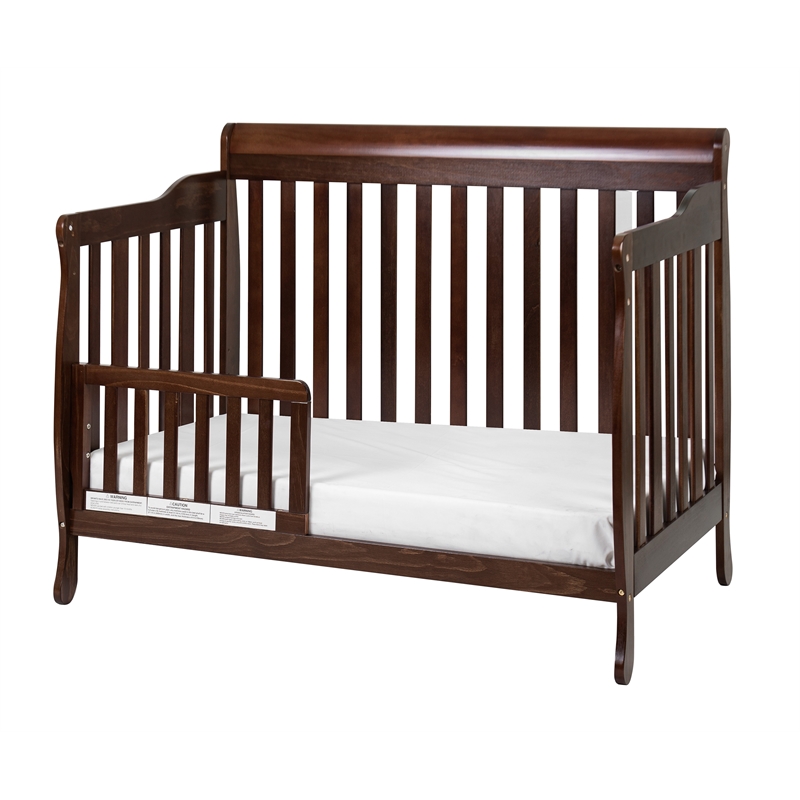 Pemberly Row 4-in-1 Convertible Crib with Toddler Guardrail Espresso