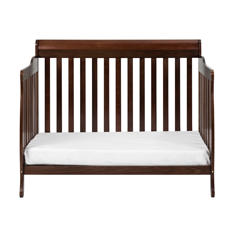 Pemberly Row 4-in-1 Convertible Crib with Toddler Guardrail Espresso