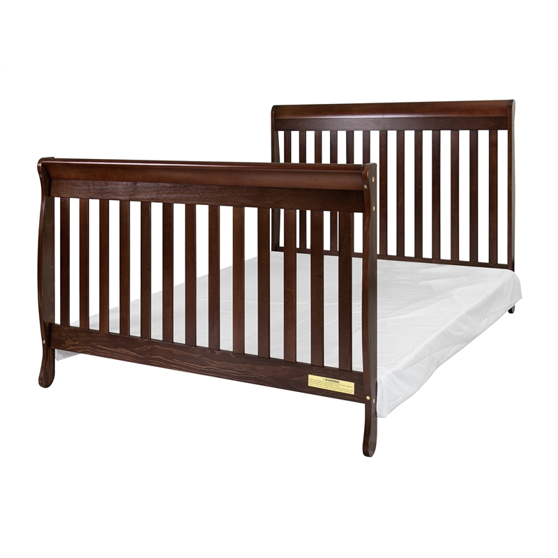 Pemberly Row 4-in-1 Convertible Crib with Toddler Guardrail Espresso
