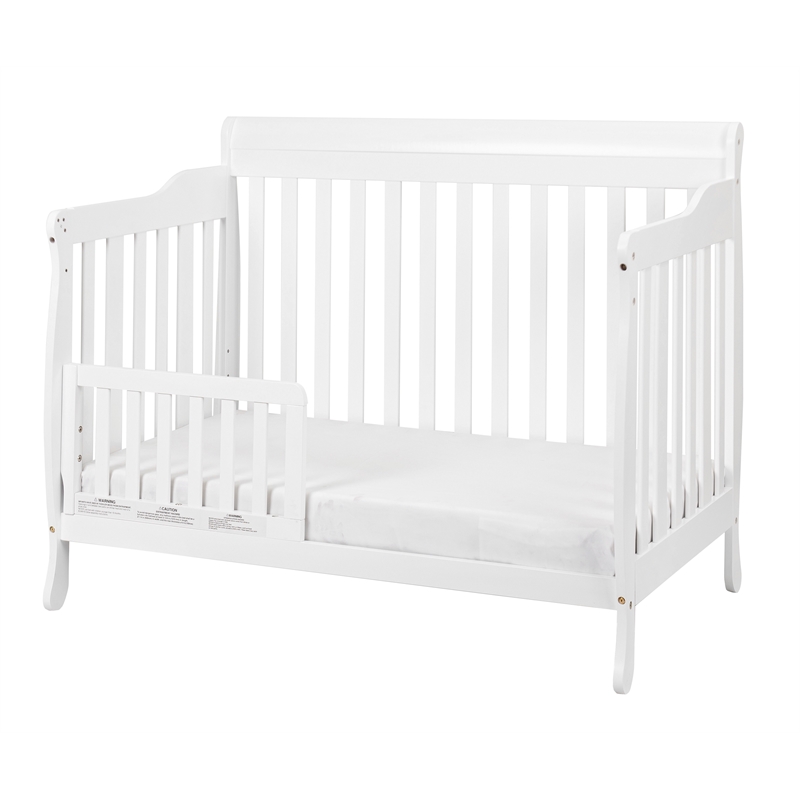 Pemberly Row 4-in-1 Convertible Crib with Toddler Guardrail White