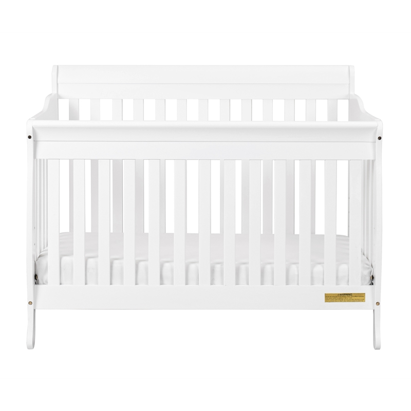 Pemberly Row 4-in-1 Convertible Crib with Toddler Guardrail White