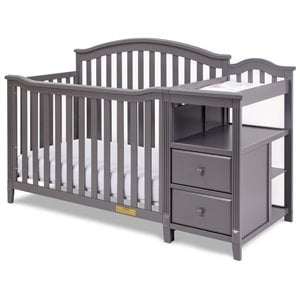 Pemberly Row Contemporary 4-in-1 Convertible Crib and Changer Gray