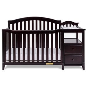 Pemberly Row Contemporary 4-in-1 Convertible Crib and Changer Espresso