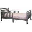 Pemberly Row Contemporary Solid Wood Toddler Bed with Guardrails in Gray