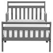 Pemberly Row Contemporary Solid Wood Toddler Bed with Guardrails in Gray