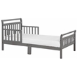 Pemberly Row Contemporary Solid Wood Toddler Bed with Guardrails in Gray
