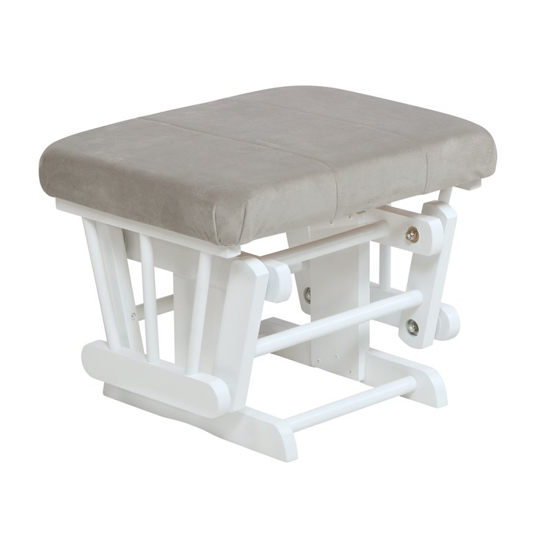 Pemberly Row Solid Wood Glider Chair and Ottoman with Pillow in White