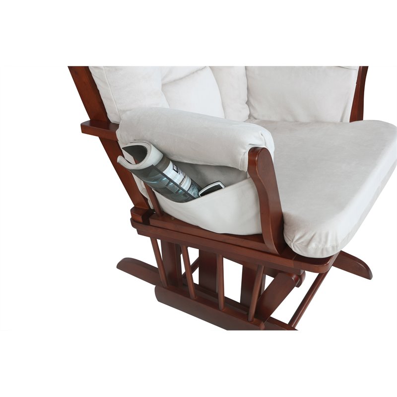 Pemberly Row Solid Wood Glider Chair and Ottoman in Espresso