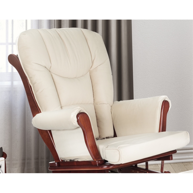 Pemberly Row Contemporary Sleigh Glider Chair Cushions Set Beige