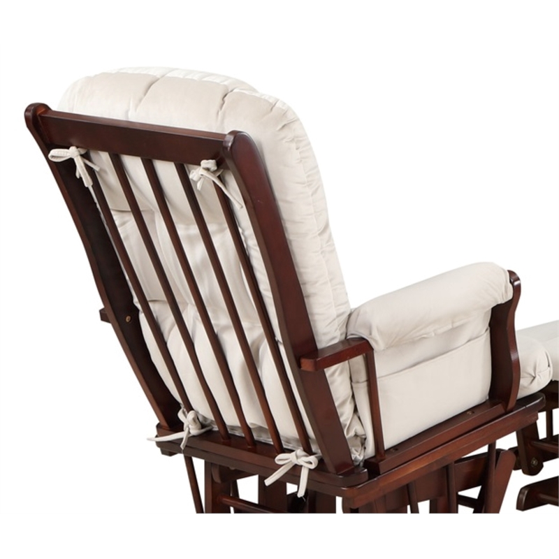 Pemberly Row Contemporary Sleigh Glider Chair Cushions Set Beige
