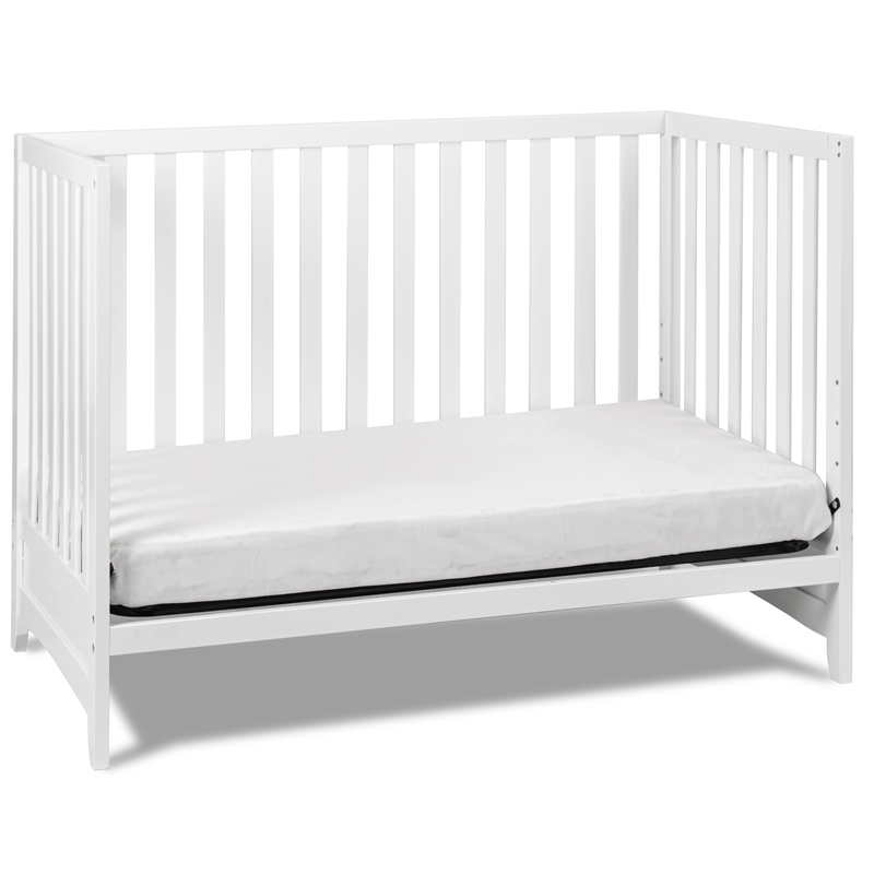 Pemberly Row Contemporary 3-in-1 Solid Wood Convertible Crib in White