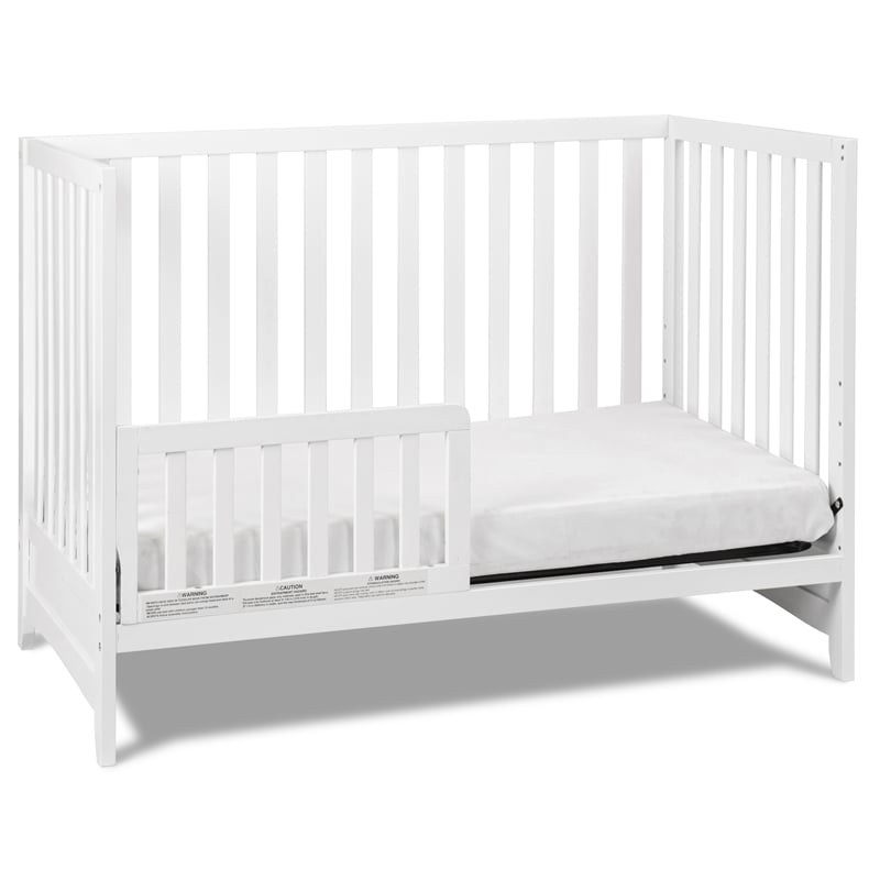Pemberly Row Contemporary 3-in-1 Solid Wood Convertible Crib in White