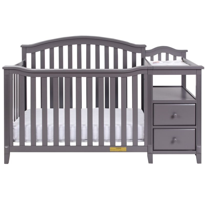 Pemberly Row 4-in-1 Convertible Crib w/ Toddler Guardrail Gray