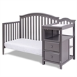 Pemberly Row 4-in-1 Convertible Crib w/ Toddler Guardrail Gray