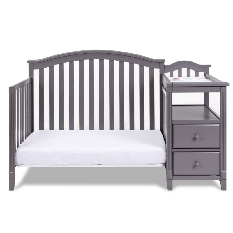 Pemberly Row 4-in-1 Convertible Crib w/ Toddler Guardrail Gray