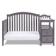 Pemberly Row 4-in-1 Convertible Crib w/ Toddler Guardrail Gray
