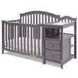 Pemberly Row 4-in-1 Convertible Crib w/ Toddler Guardrail Gray