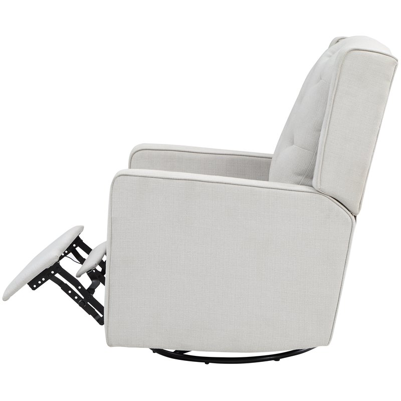 Pemberly Row Contemporary Wood Frame Swivel Glider Recliner in Gray