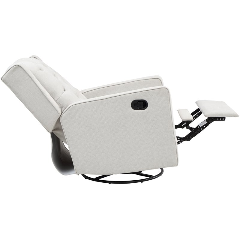 Pemberly Row Contemporary Wood Frame Swivel Glider Recliner in Gray