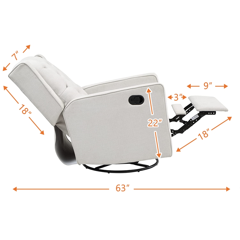 Pemberly Row Contemporary Wood Frame Swivel Glider Recliner in Gray