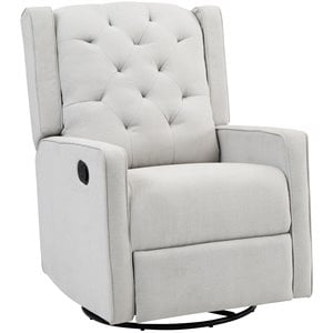 Pemberly Row Contemporary Wood Frame Swivel Glider Recliner in Gray