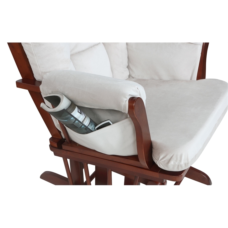Pemberly Row Contemporary Glider Chair Cushions Set in Beige