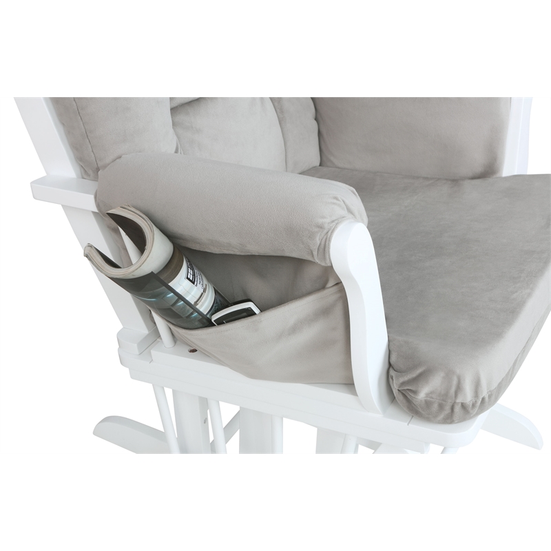 Pemberly Row Contemporary Glider Chair Cushions Set in Gray Finish