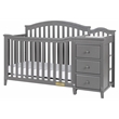 Pemberly Row Solid Wood 4-in-1 Convertible Crib & Changer in Gray