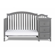 Pemberly Row Wood 4-in-1 Convertible Crib and Changer in Gray