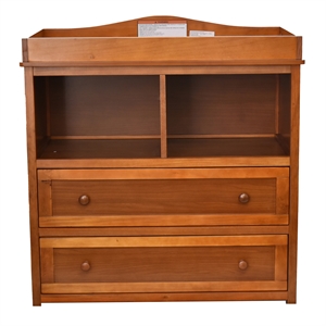 Pemberly Row Contemporary 2-Drawer Changing Table in Pecan Finish