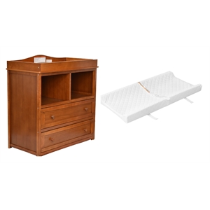 Pemberly Row 2-Drawer Changing Table with Contoured Changing Pad Pecan
