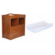 Pemberly Row Changing Table with Contoured Changing Pad & Fabric Cover Pecan