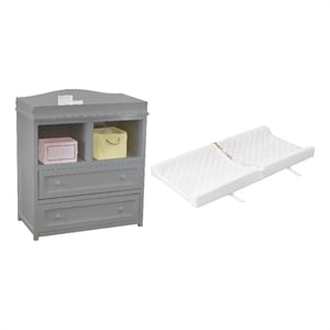 Pemberly Row 2-Drawer Changing Table with Changing Pad in Gray