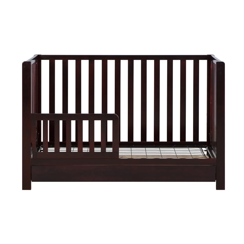 Pemberly Row Contemporary 4-in-1 Convertible Crib with Drawer Espresso