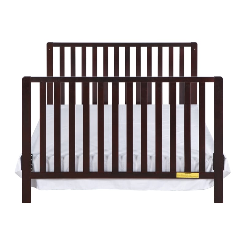 Pemberly Row Contemporary 4-in-1 Convertible Crib with Drawer Espresso