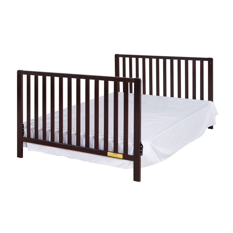 Pemberly Row Contemporary 4-in-1 Convertible Crib with Drawer Espresso