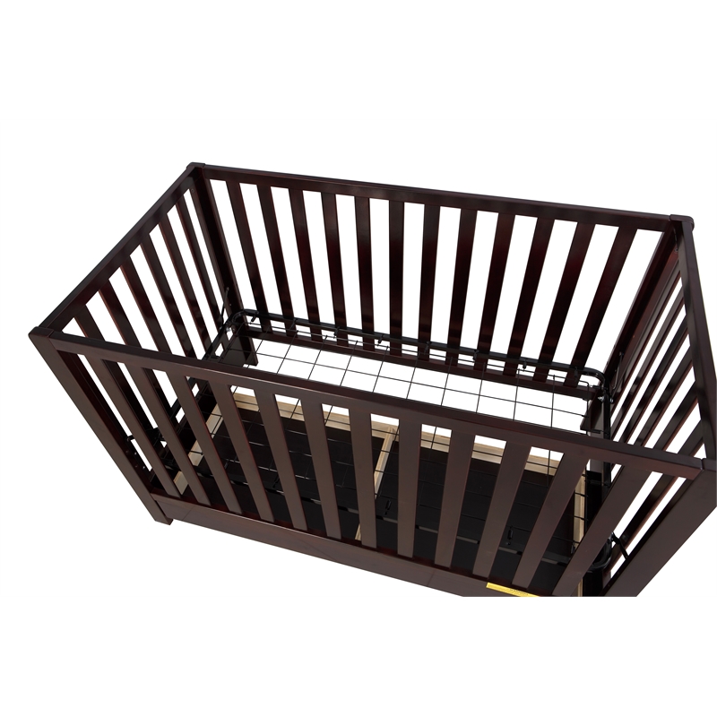 Pemberly Row Contemporary 4-in-1 Convertible Crib with Drawer Espresso