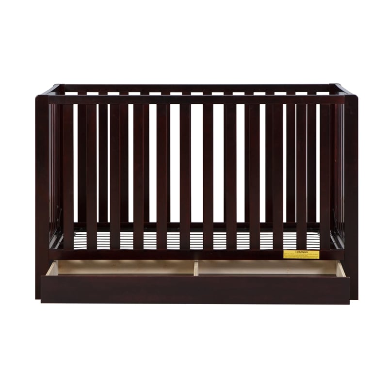 Pemberly Row Contemporary 4-in-1 Convertible Crib with Drawer Espresso