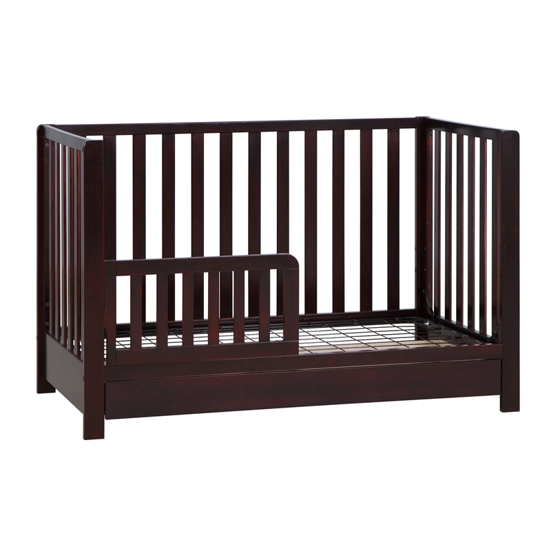 Pemberly Row Contemporary 4-in-1 Convertible Crib with Drawer Espresso