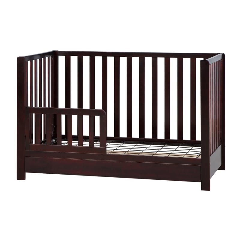 Pemberly Row Contemporary 4-in-1 Convertible Crib with Drawer Espresso